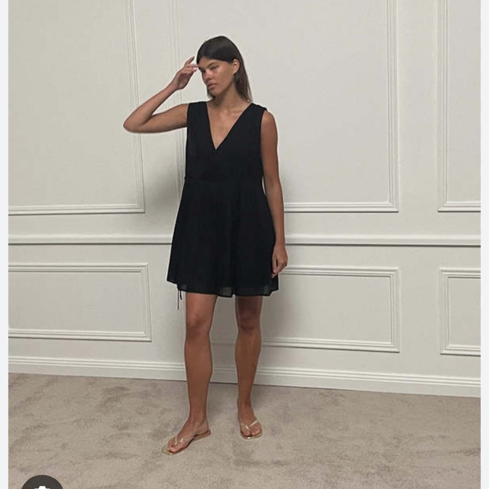 Deiji Studios Medium Black Wrap Tie Dress